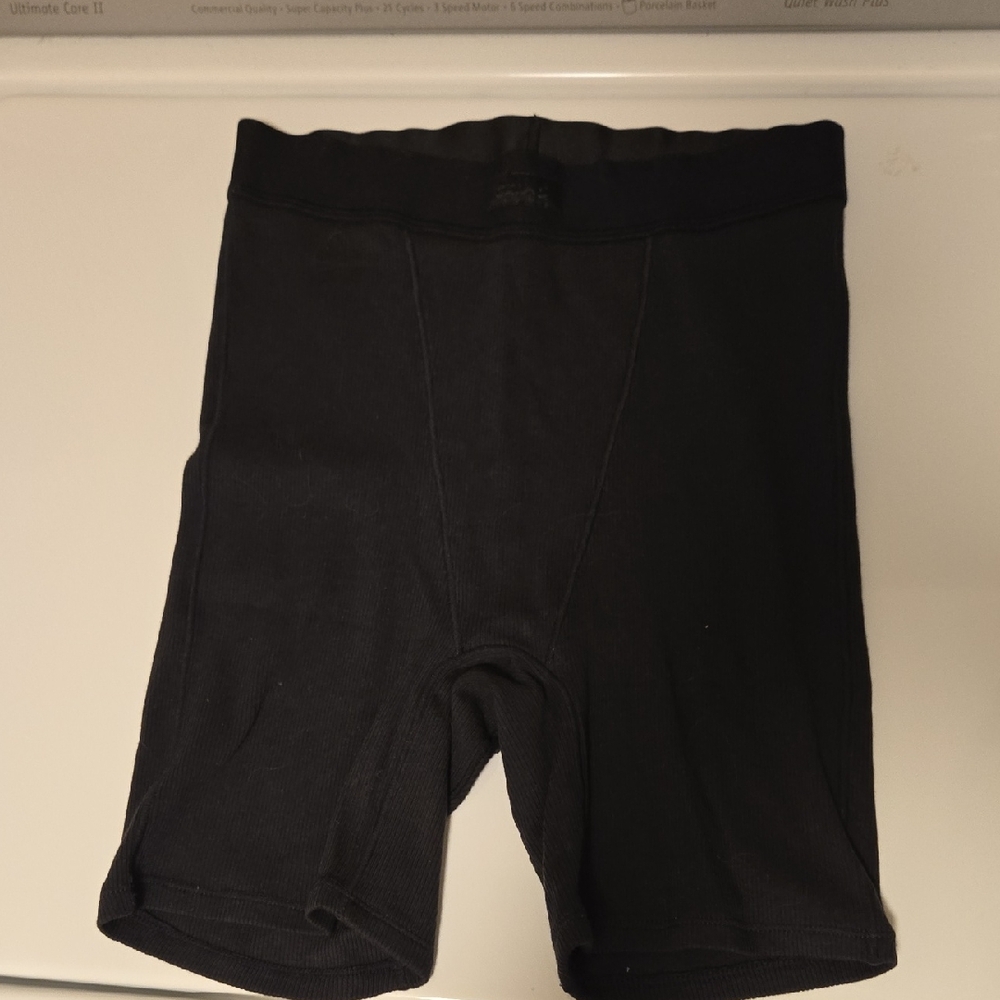SKIMS Black Ribbed Cotton Woman's Boxer